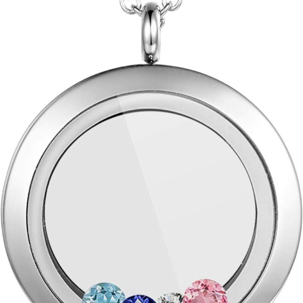 Locket Necklace, Diy Floating Round Locket Pendant, Living Floating Memory Neckl